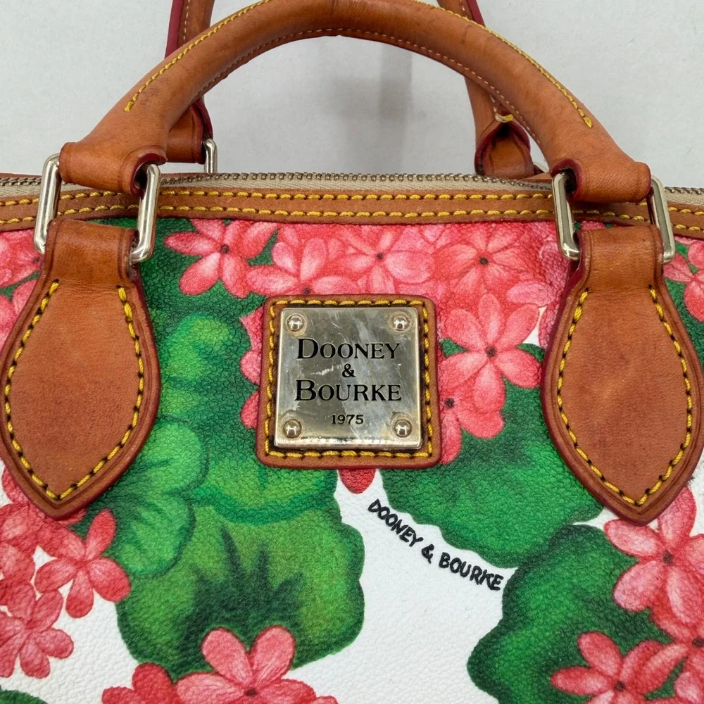 Dooney & Bourke Geranium Floral Satchel Bag Coated Canvas FLAWS